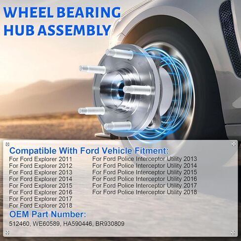 2 x 512460 Front or Rear Wheel Bearing Hub Assembly with 5 Lug Compatible with Ford Explorer 2011-2018, Fit for Ford Police Interceptor Utility 2013-2018 in Kuwait
