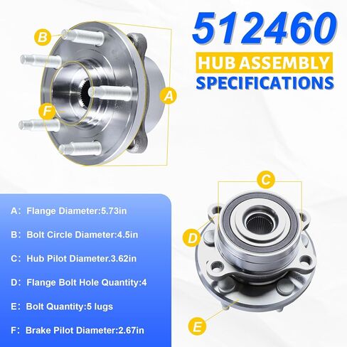 2 x 512460 Front or Rear Wheel Bearing Hub Assembly with 5 Lug Compatible with Ford Explorer 2011-2018, Fit for Ford Police Interceptor Utility 2013-2018 in Kuwait