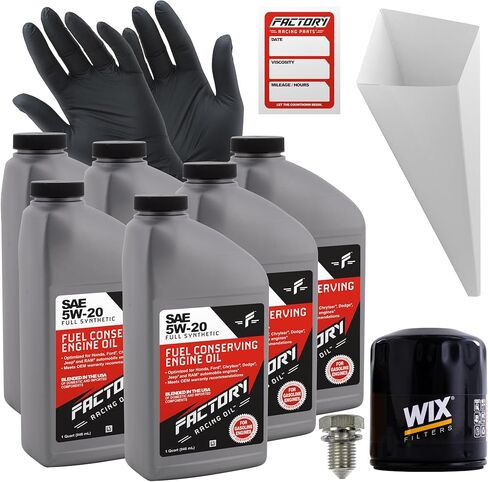 Factory Racing Parts Oil Change Kit Compatible with Jeep Wrangler 3.8L V6 2007-2010 5W-20 Full Synthetic Oil - 6 Quarts in Kuwait