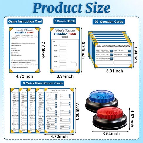 Family Friendly Feud Game with 2 Answer Buzzers, Fun Trivia Quiz Card Game for Family Game Night, Holiday Gathering, Party & Team Building, Interactive Board Games for Group Activities in Saudi Arabia