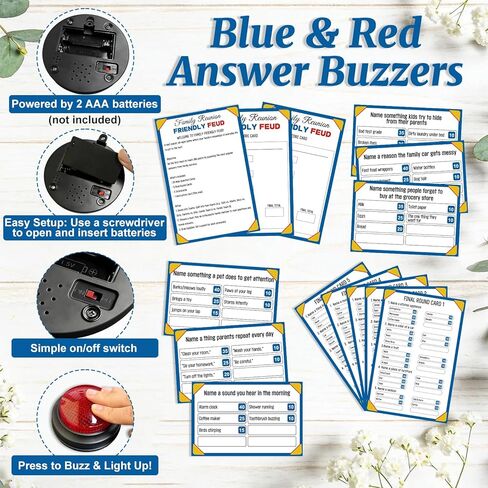 Family Friendly Feud Game with 2 Answer Buzzers, Fun Trivia Quiz Card Game for Family Game Night, Holiday Gathering, Party & Team Building, Interactive Board Games for Group Activities in Saudi Arabia