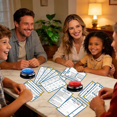 Family Friendly Feud Game with 2 Answer Buzzers, Fun Trivia Quiz Card Game for Family Game Night, Holiday Gathering, Party & Team Building, Interactive Board Games for Group Activities in Saudi Arabia