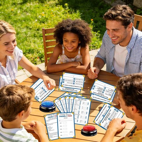 Family Friendly Feud Game with 2 Answer Buzzers, Fun Trivia Quiz Card Game for Family Game Night, Holiday Gathering, Party & Team Building, Interactive Board Games for Group Activities in Saudi Arabia