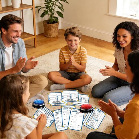 Family Friendly Feud Game with 2 Answer Buzzers, Fun Trivia Quiz Card Game for Family Game Night, Holiday Gathering, Party & Team Building, Interactive Board Games for Group Activities in Saudi Arabia