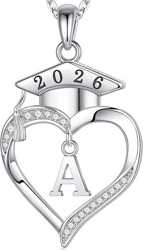 Iefil 2024 Graduation Gifts - 925 Sterling Silver Heart Initial Letter Necklace 2024 High School College Graduation Gifts for Her Women Girls Class of 2024 Gifts in Saudi Arabia