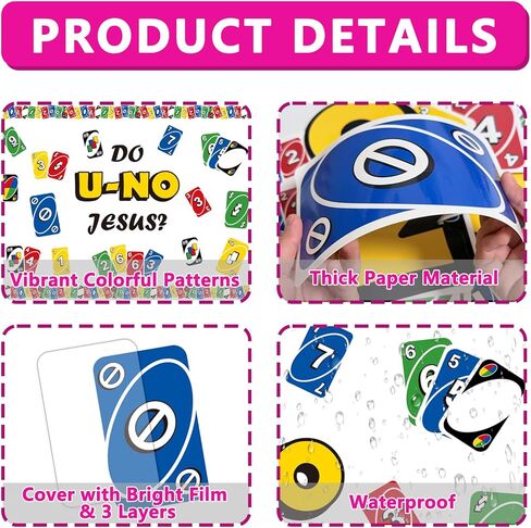 Uno Religious Bulletin Board Decoration Jesus Borders Card Game Spring Summer Christian Bible Sunday School Lord Classroom Decorations March April VBS Library Church Window Wall Door Decor for Teacher in Saudi Arabia