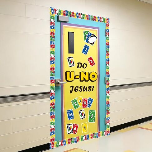 Uno Religious Bulletin Board Decoration Jesus Borders Card Game Spring Summer Christian Bible Sunday School Lord Classroom Decorations March April VBS Library Church Window Wall Door Decor for Teacher in Saudi Arabia