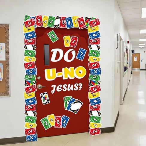 Uno Religious Bulletin Board Decoration Jesus Borders Card Game Spring Summer Christian Bible Sunday School Lord Classroom Decorations March April VBS Library Church Window Wall Door Decor for Teacher in Saudi Arabia