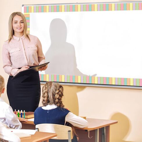 68.9 Ft Pastel Bulletin Board Borders Colorful Stripes Straight Rolled Border Trim Pastel Glitter Stripe Classroom Bulletin Border Decorations for School Classroom Chalkboard Office Wall Decoration in Kuwait