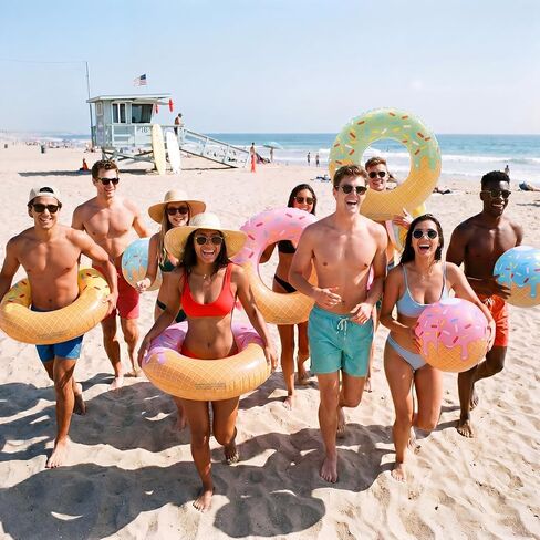 12 Pcs Ice Cream Drip Pool Floats Inflatable Floaties Rings and Beach Balls Ice Cream Banquet Decorations for Swimming Adults Summer Beach Pool Party Supplies in Saudi Arabia