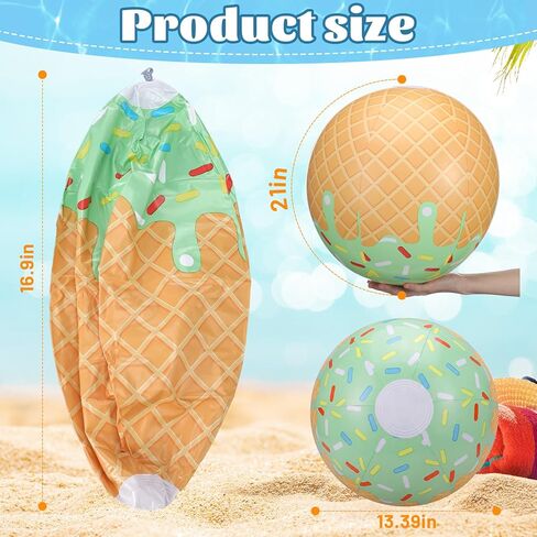12 Pcs Ice Cream Drip Pool Floats Inflatable Floaties Rings and Beach Balls Ice Cream Banquet Decorations for Swimming Adults Summer Beach Pool Party Supplies in Saudi Arabia