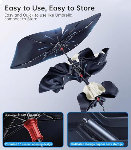 ULiXWH 2026 Upgrade Universal Windshield Sun Shade Umbrella - Medium,【Nano Ice-Crystal Coating】 Car Sunshade for Front Windshield, UPF50+ Heat & UV Block, Protect Interior & Keep Cooler, (57" x 32") in Saudi Arabia
