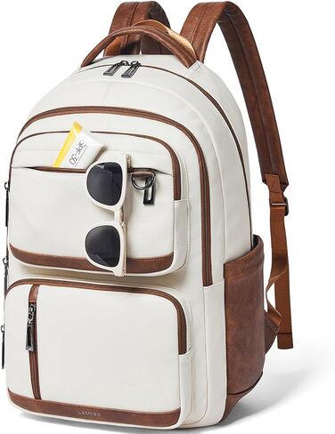 LATMAP Backpack Purse For Women Men Leather 17 16 15.6 Inch Laptop School Travel College Book Bag Work Diaper Nurse Teacher Handbag Large Brown in Kuwait