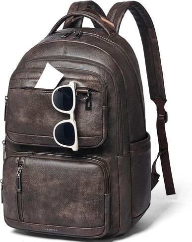 LATMAP Backpack Purse For Women Men Leather 17 16 15.6 Inch Laptop School Travel College Book Bag Work Diaper Nurse Teacher Handbag Large Brown in Kuwait