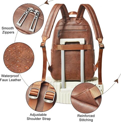 LATMAP Backpack Purse For Women Men Leather 17 16 15.6 Inch Laptop School Travel College Book Bag Work Diaper Nurse Teacher Handbag Large Brown in Kuwait