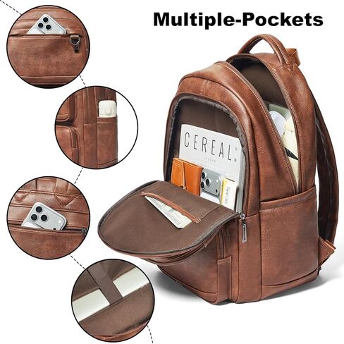 LATMAP Backpack Purse For Women Men Leather 17 16 15.6 Inch Laptop School Travel College Book Bag Work Diaper Nurse Teacher Handbag Large Brown in Kuwait