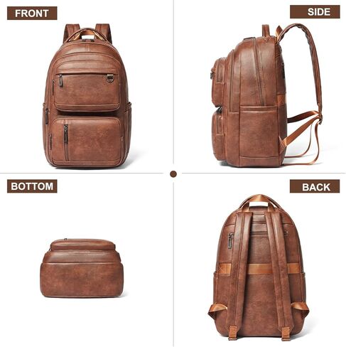 LATMAP Backpack Purse For Women Men Leather 17 16 15.6 Inch Laptop School Travel College Book Bag Work Diaper Nurse Teacher Handbag Large Brown in Kuwait