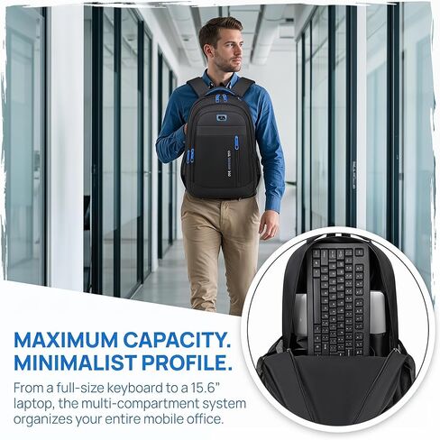 2026 New Model Large Capacity Travel Backpack for Men-Durable Nylon Premium Quality Adjustable Straps Multi-Compartment Casual Computer Business Backpack Blue in Kuwait