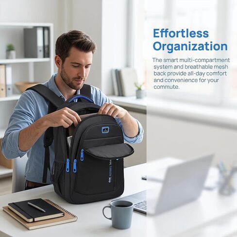 2026 New Model Large Capacity Travel Backpack for Men-Durable Nylon Premium Quality Adjustable Straps Multi-Compartment Casual Computer Business Backpack Blue in Kuwait