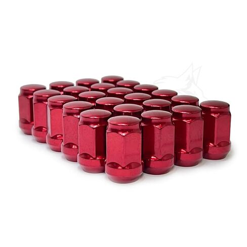 24Pc Red Bulge Acorn Lug Nuts M12x1.5 Tapered Conical Cone Seat 60 Degree in Kuwait