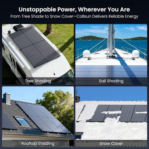 215W Anti-Shading Bifacial Solar Panel,Callsun N-Type 16BB Monocrystalline PV Module, Over 25% High Efficiency,Ideal for 12V System,RV,Marine,Portable Power Station,Off-Grid in Saudi Arabia