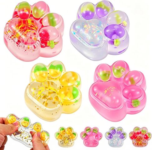 4 Packs Cat Paw Squishies Fidget Toys, Big Squishy Cat Paw, Paw Squeeze Toy for Stress Relief and Relax, Sticky Squishies Fidget Toys for Party Favors Novelty Things Birthday Gift in Saudi Arabia