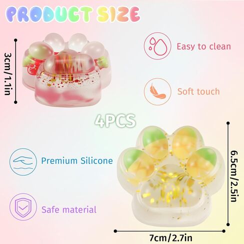4 Packs Cat Paw Squishies Fidget Toys, Big Squishy Cat Paw, Paw Squeeze Toy for Stress Relief and Relax, Sticky Squishies Fidget Toys for Party Favors Novelty Things Birthday Gift in Saudi Arabia