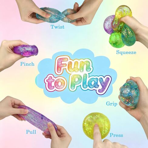 Anditoy 4 Pack Squishy Stress Cube Giant Stress Balls Glitter Squeeze Toy Sensory Fidget Toys for Adults Kids Stress Relief Party Favors Birthday Gifts in Saudi Arabia