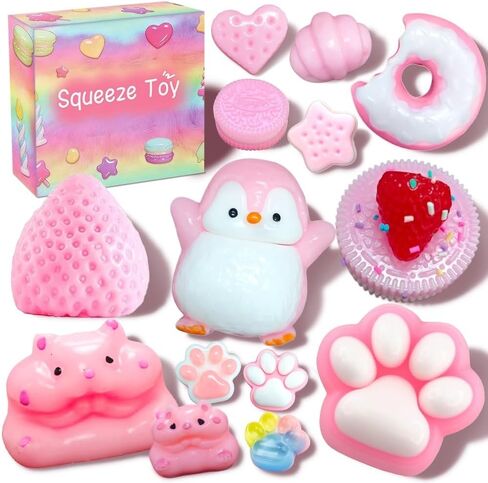 14Pcs Taba Squishies Toys, Cute Taba Fufu Squishy Toy Stress Relief Toys Sensory for Kids Adults, Squeeze Toys for Anxiety, Party Favors, Birthday Gifts, Classroom Prizes in Kuwait