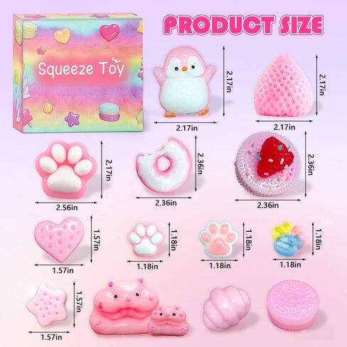 14Pcs Taba Squishies Toys, Cute Taba Fufu Squishy Toy Stress Relief Toys Sensory for Kids Adults, Squeeze Toys for Anxiety, Party Favors, Birthday Gifts, Classroom Prizes in Kuwait