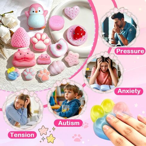 14Pcs Taba Squishies Toys, Cute Taba Fufu Squishy Toy Stress Relief Toys Sensory for Kids Adults, Squeeze Toys for Anxiety, Party Favors, Birthday Gifts, Classroom Prizes in Kuwait