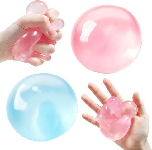 2 PCS Coconut Oil Squishy – Formable No-Rebound Stress Relief Balls, Sensory Fidget Toys for Study Work & Relaxation, Calming Desk Decor Anxiety Relief Gifts for Kids & Adults(Blue+Pink) in Saudi Arabia