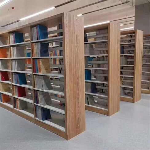 Steel Double-Sided Bookshelf Library School Reading Room Material Archive Shelf in Saudi Arabia