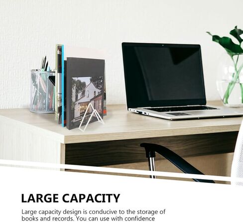 2pcs Iron Triangle Bookends File Organizer Desk Storage Rack Metal Desktop Book Holder for Heavy Books Office Workspace Organizer in Kuwait