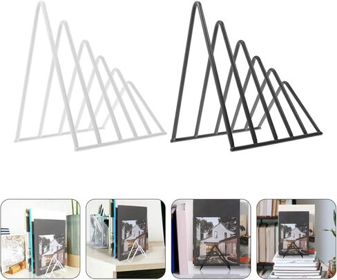 2pcs Iron Triangle Bookends File Organizer Desk Storage Rack Metal Desktop Book Holder for Heavy Books Office Workspace Organizer in Kuwait