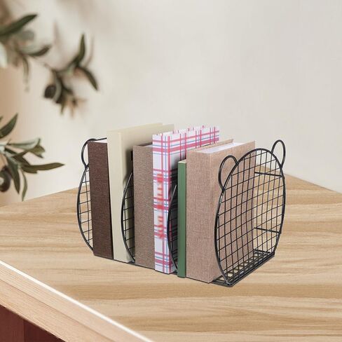 CALLARON Iron Book Holder Desktop Organizer with 3 Compartments, Wear-Resistant Metal File Organizer and Book Rack for Office, Library, and Student Desk Storage in Kuwait