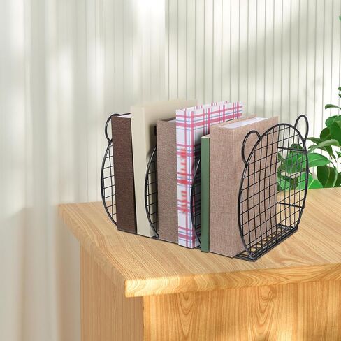 CALLARON Iron Book Holder Desktop Organizer with 3 Compartments, Wear-Resistant Metal File Organizer and Book Rack for Office, Library, and Student Desk Storage in Kuwait