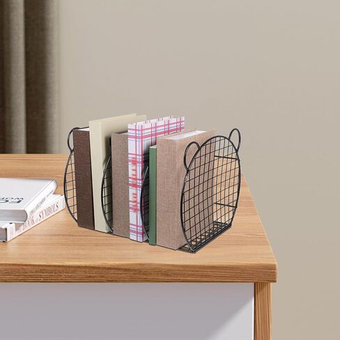 CALLARON Iron Book Holder Desktop Organizer with 3 Compartments, Wear-Resistant Metal File Organizer and Book Rack for Office, Library, and Student Desk Storage in Kuwait
