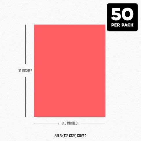 Light Red Bright Color Cardstock Paper – Great for Arts & Crafts, Scrapbooking, Flyers, Posters | Medium Weight Card Stock 65lb (176gsm) Cover Card Stock | 8.5 x 11" | 50 Sheets in Saudi Arabia