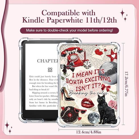 Rngmsi إدراج بطاقات لحالة واضحة - 8 قطع Y2k الجمالية إدراجات البطاقات المتوافقة مع Kindle Paperwhite 11th-12th، 50pcs ملصقات ليوبارد طباعة القوس الكرز للقارئ الإلكتروني غطاء خلفي واضح in Kuwait