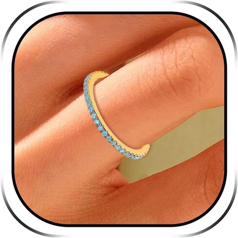 HUASAI Gold Birthstone Rings for Women Non Tarnish 14K Gold Plated Birthstone Rings Dainty Stackable Birthstone Rings Personalized Birthday Jewelry Gifts in Saudi Arabia