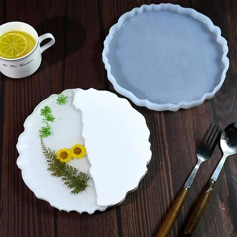 7.8inches Silicone Tray Mold,Geode Silicone Mold for Resin, Irregular Shaped Round Resin Tray Molds for Jewelry Holder,Home Decoration in Saudi Arabia