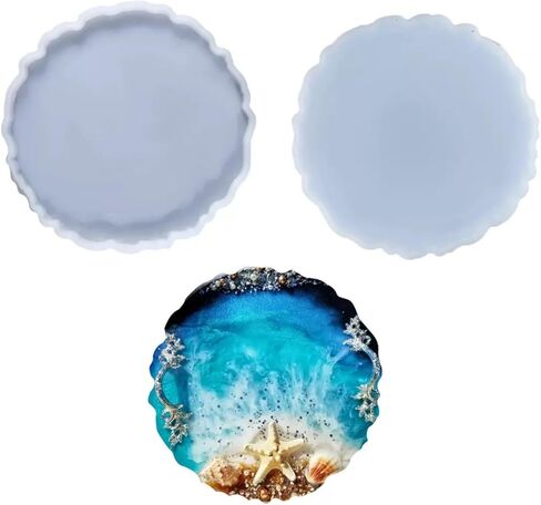 7.8inches Silicone Tray Mold,Geode Silicone Mold for Resin, Irregular Shaped Round Resin Tray Molds for Jewelry Holder,Home Decoration in Saudi Arabia