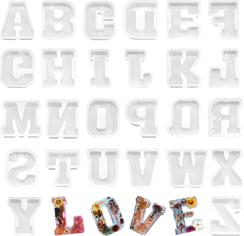 4 Inch Large Letter Molds for Resin, 26 Packs Alphabet Silicone Letter Mold A to Z Thick Epoxy Casting Letter Mould for Resin Candle Craft Making in Saudi Arabia