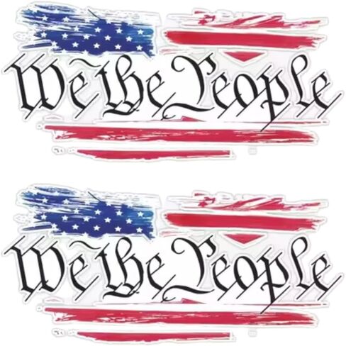 ملصقات العلم الأمريكي We The People، شارات وطنية، مجموعة من قطعتين مقاس 5.9 بوصة × 3.14 بوصة in Kuwait