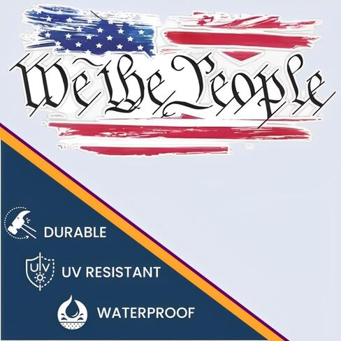 ملصقات العلم الأمريكي We The People، شارات وطنية، مجموعة من قطعتين مقاس 5.9 بوصة × 3.14 بوصة in Kuwait