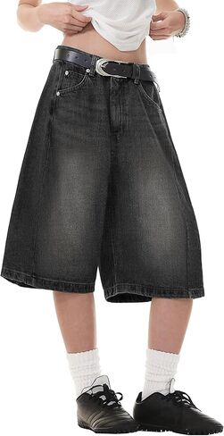 EMMIOL Jorts for Women Baggy Jeans Shorts Y2K Wide Leg Denim Shorts Grunge Streetwear in Saudi Arabia