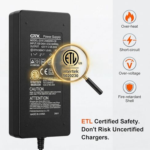 36V Lithium Battery Charger, ETL Certified 42V 2A Charger for Electric Scooter Hoverboard Ebike, Compatible with Gotrax,Jetson,Ninebot,Volpam,Segway, Sisigad,Hover 1 (for 36V Lithium Batteries only) in Saudi Arabia