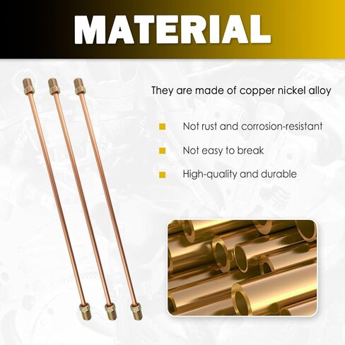 3PCS 3/16 Brake Line,Flexible Rear Brake Line Kit with Inverted Dual Connectors & 2 Brakes Lines Fittings,Universal Nickel Copper Brakes Lines 3/16 Replacement Car Accessories in Kuwait