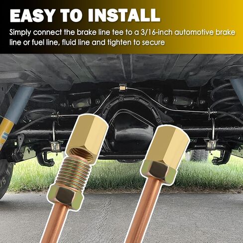 3PCS 3/16 Brake Line,Flexible Rear Brake Line Kit with Inverted Dual Connectors & 2 Brakes Lines Fittings,Universal Nickel Copper Brakes Lines 3/16 Replacement Car Accessories in Kuwait